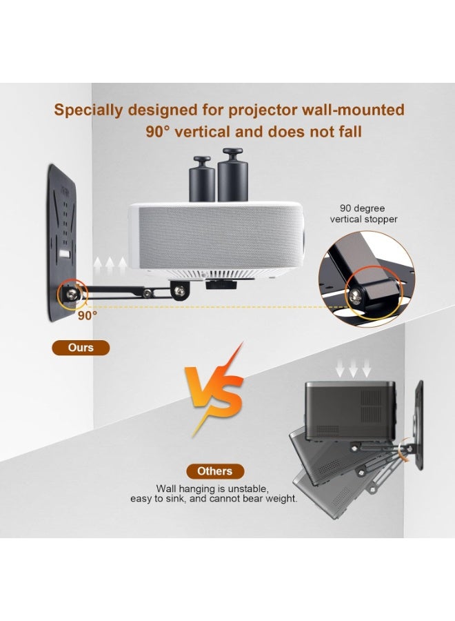 DUNISO Projector Wall Mount,Vertically Mounted Projector Bracket,Foldable Metal Projector Stand,Camera Bracket Mini Projector Bracket,with 1/4-Inch Thread,with Strong Load-Bearing Capacity,for Family and Personal Use - Image 4